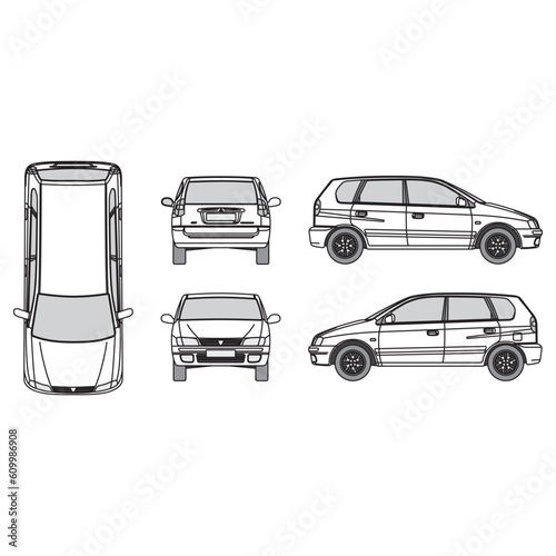 outline of van, minibus part 200