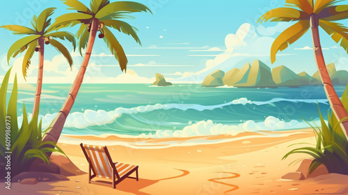 Summer beach background illustration.