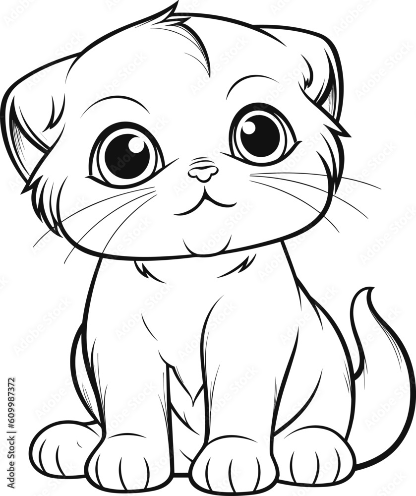 Scottish Fold Cat, colouring book for kids, vector illustration Scottish Fold Cat, colouring book for kids, vector illustration