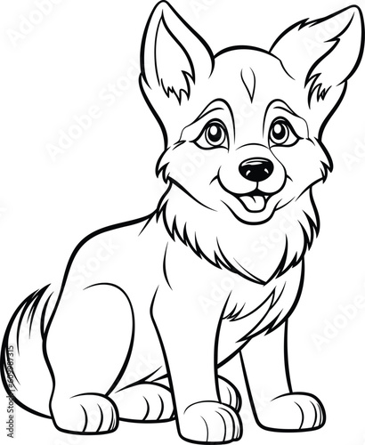 Siberian Husky Dog  colouring book for kids  vector illustration