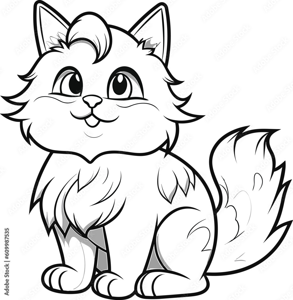 Obraz premium Norwegian Forest Cat, colouring book for kids, vector illustration