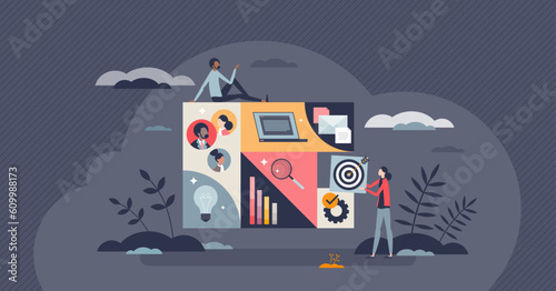 Capacity planning as effective resource management tiny person concept. Project performance necessary work and resource for demand provision vector illustration. Business optimization or organization
