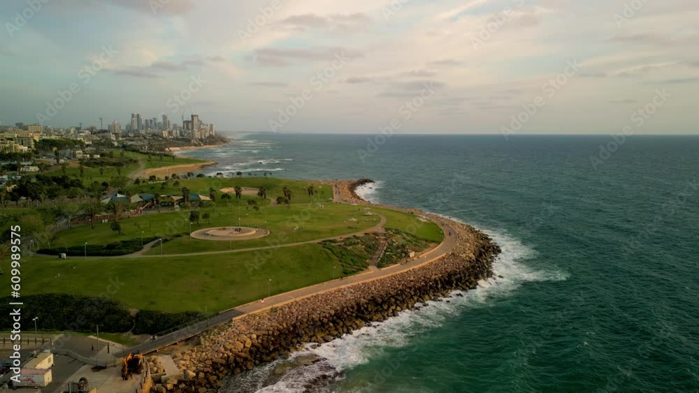 View of a Tranquil Park Along the Beachfront View of a Tranquil Park Along the Beachfront