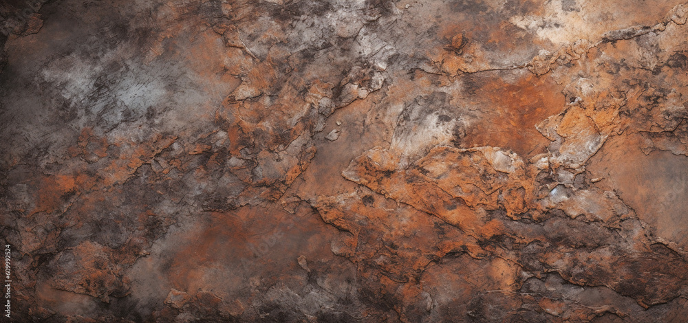 Grunge Metal Texture, Rusted Steel Wall background. Generative AI