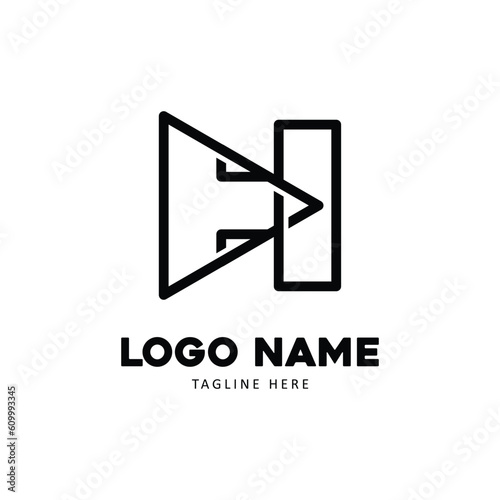 letter ah music line. outline design stile with simple music pause and start. suitable for the music industry, music channels, audio brands, etc