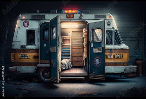 Open ambulance doors. AI Generated