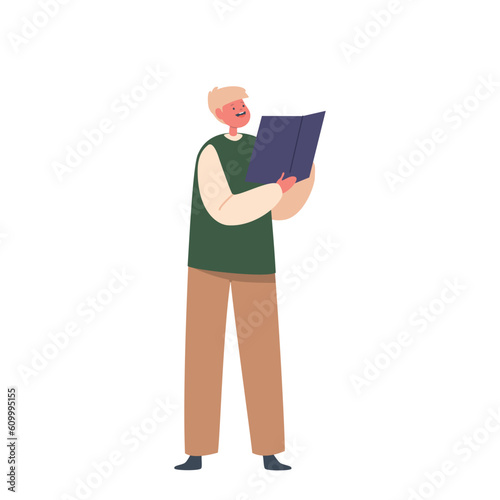 Child Joyfully Sings In A Choral Performance, Holding Notes In Hands, Expressing Passion, Talent, And Musical Harmony