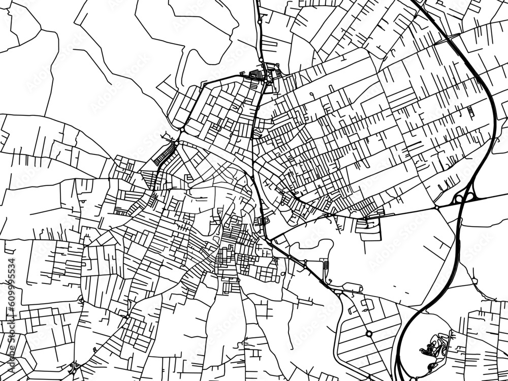 Vector road map of the city of  Chiclana de la Frontera in the Spain on a white background.