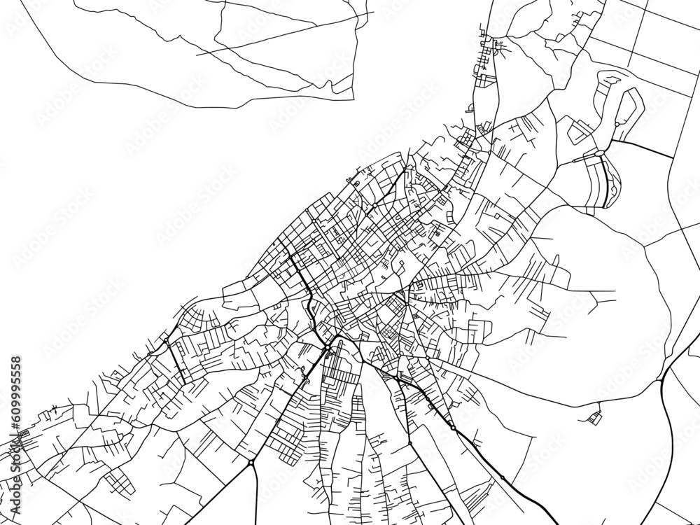 Naklejka premium Vector road map of the city of Sanlucar de Barrameda in the Spain on a white background.