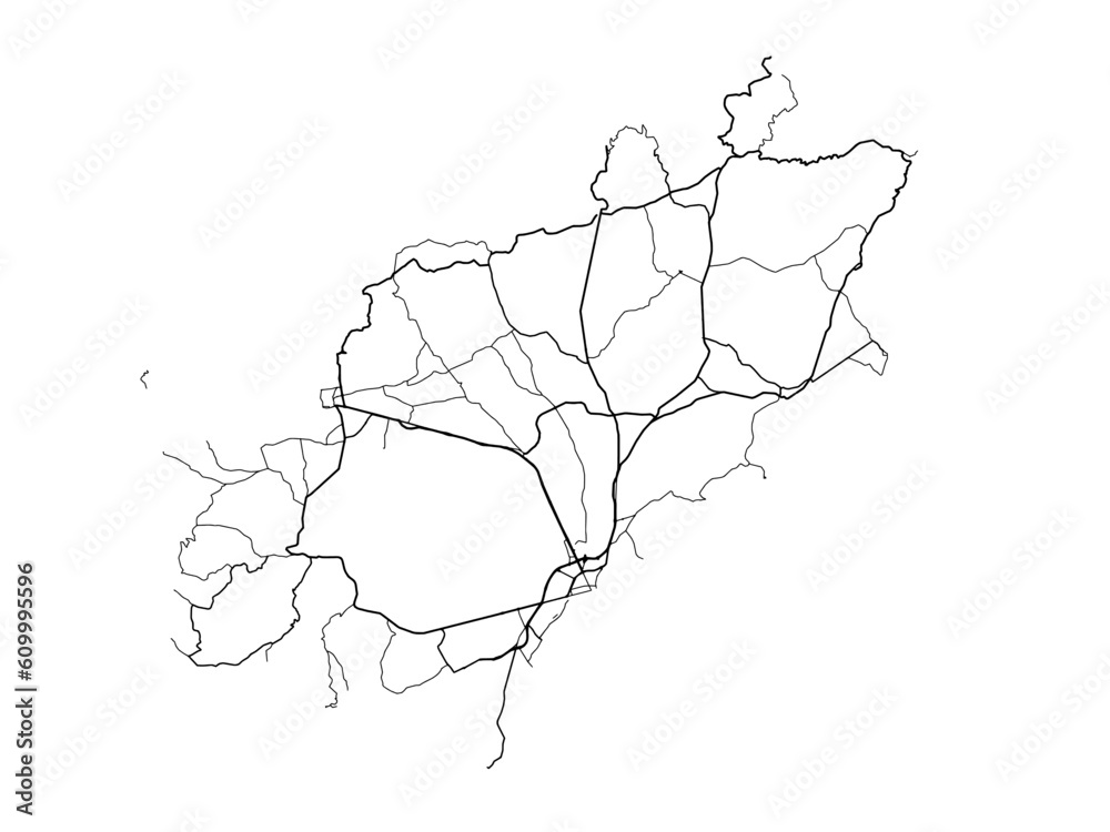 Vector road map of the city of  Ibiza in the Spain on a white background.