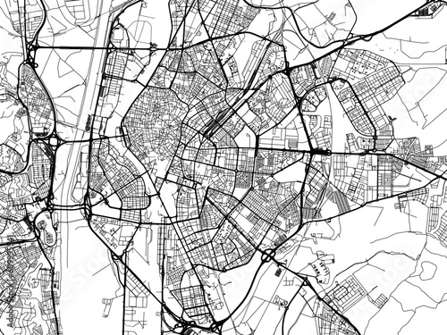 Vector road map of the city of Seville in the Spain on a white background.