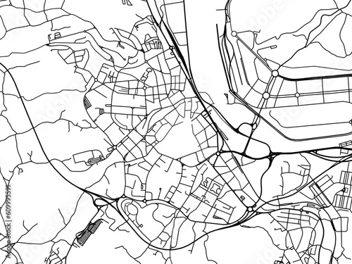 Vector road map of the city of  Aviles in the Spain on a white background.