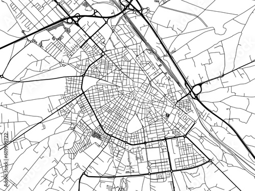 Vector road map of the city of  Albacete in the Spain on a white background.