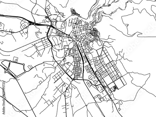 Vector road map of the city of  Cuenca in the Spain on a white background.