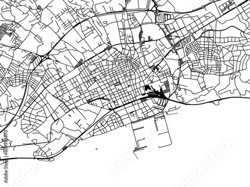Vector road map of the city of Vilanova i la Geltru in the Spain on a white background.