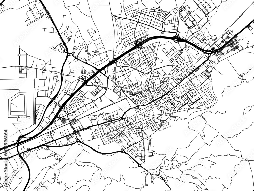 Vector road map of the city of  Alcala de Henares in the Spain on a white background.