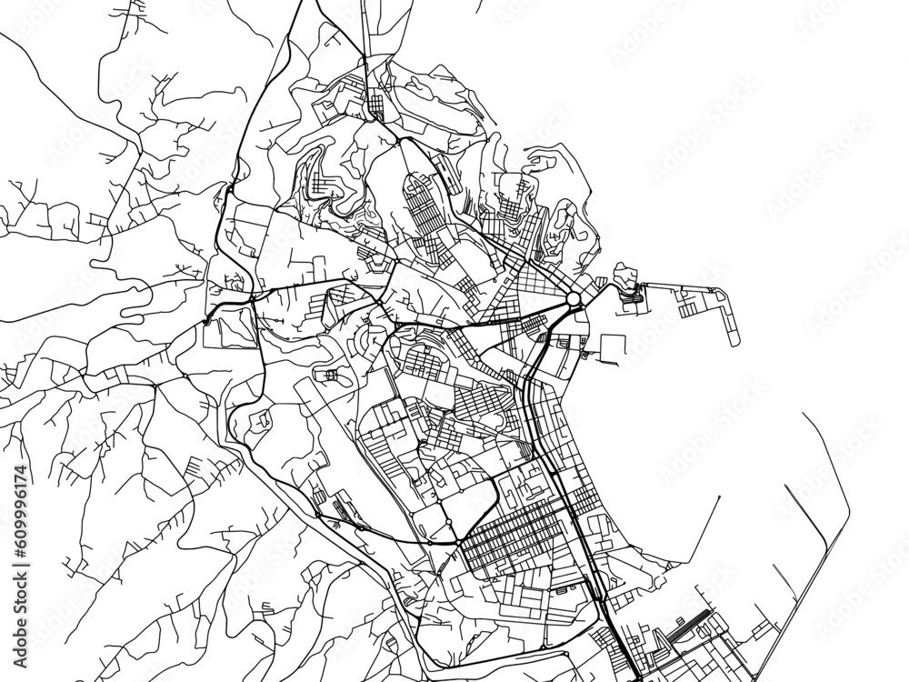 Fototapeta premium Vector road map of the city of Melilla in the Spain on a white background.