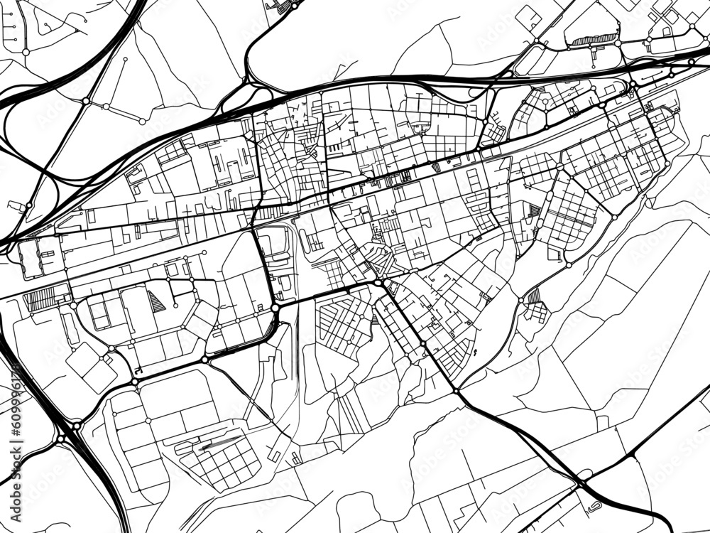 Vector road map of the city of  Torrejon de Ardoz in the Spain on a white background.