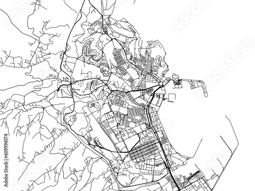 Vector road map of the city of Melilla in the Spain on a white background.
