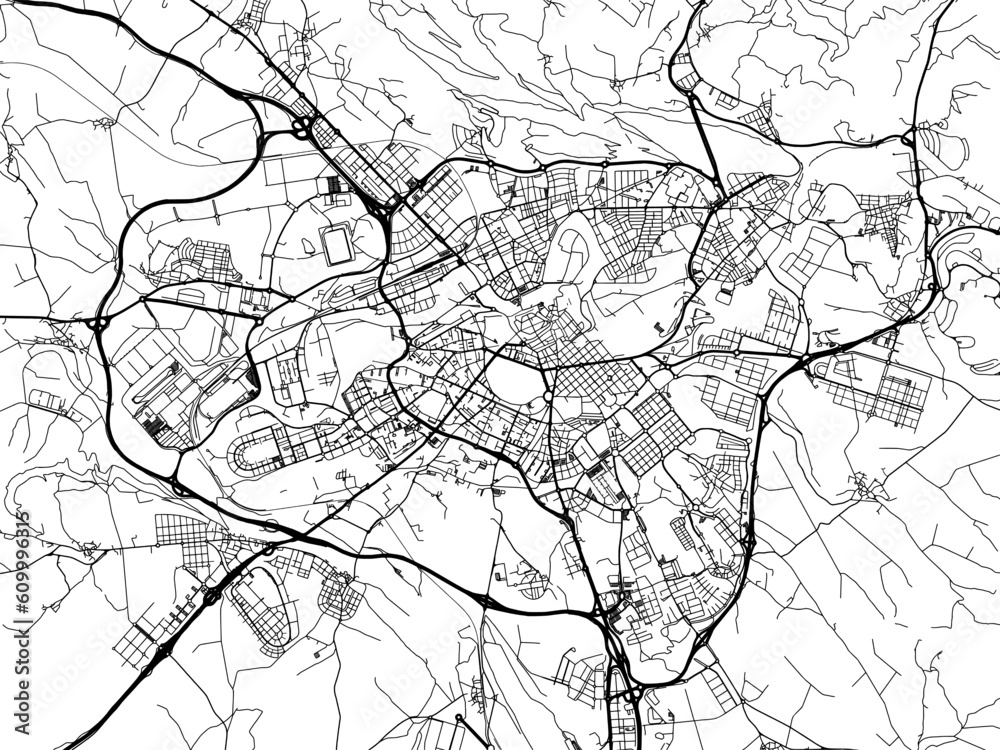 Vector road map of the city of  Pamplona in the Spain on a white background.