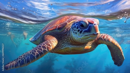 Sea turtles and seals  Pictures capture these beloved marine animals  highlighting their unique characteristics and their connection to the ocean environment. Generative AI