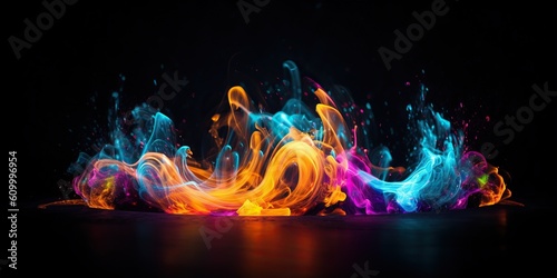 A colorful, swirling light painting captured with long exposure photography, illustrating the beauty of motion and light, concept of Abstractness, created with Generative AI technology