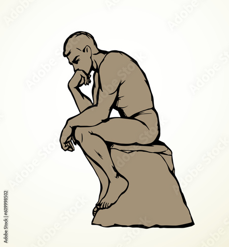 Vector drawing. Sculpture of a male thinker