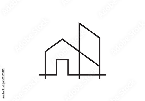 minimalist interior furniture home logo. perfect for property, real estate, business etc.