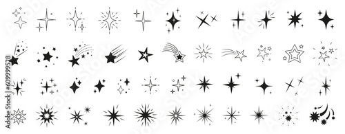Stars line art icon. Sparkle star icons. Shine icons photo