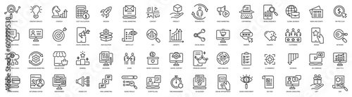 Digital marketing line icons set. Marketing vector graphics. Set includes icons as promotion, announcement, management. Digital marketing line icons set.