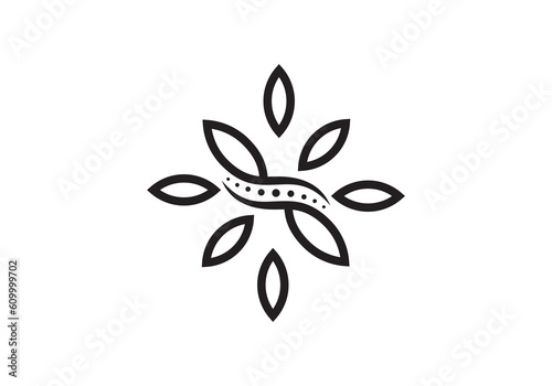 leaf with spine nature health care logo design