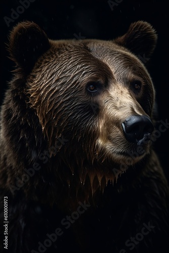 Brown bear close up portrait  Generative AI 