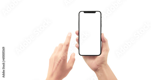 Hand holding new smartphone . Smartphone  png