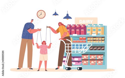 Overbearing Parents Manipulate Their Child's Every Move, Exerting Control As If The Child Were A Marionette on Strings