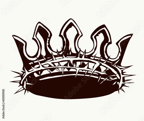 Precious golden crown with thorns. Vector drawing