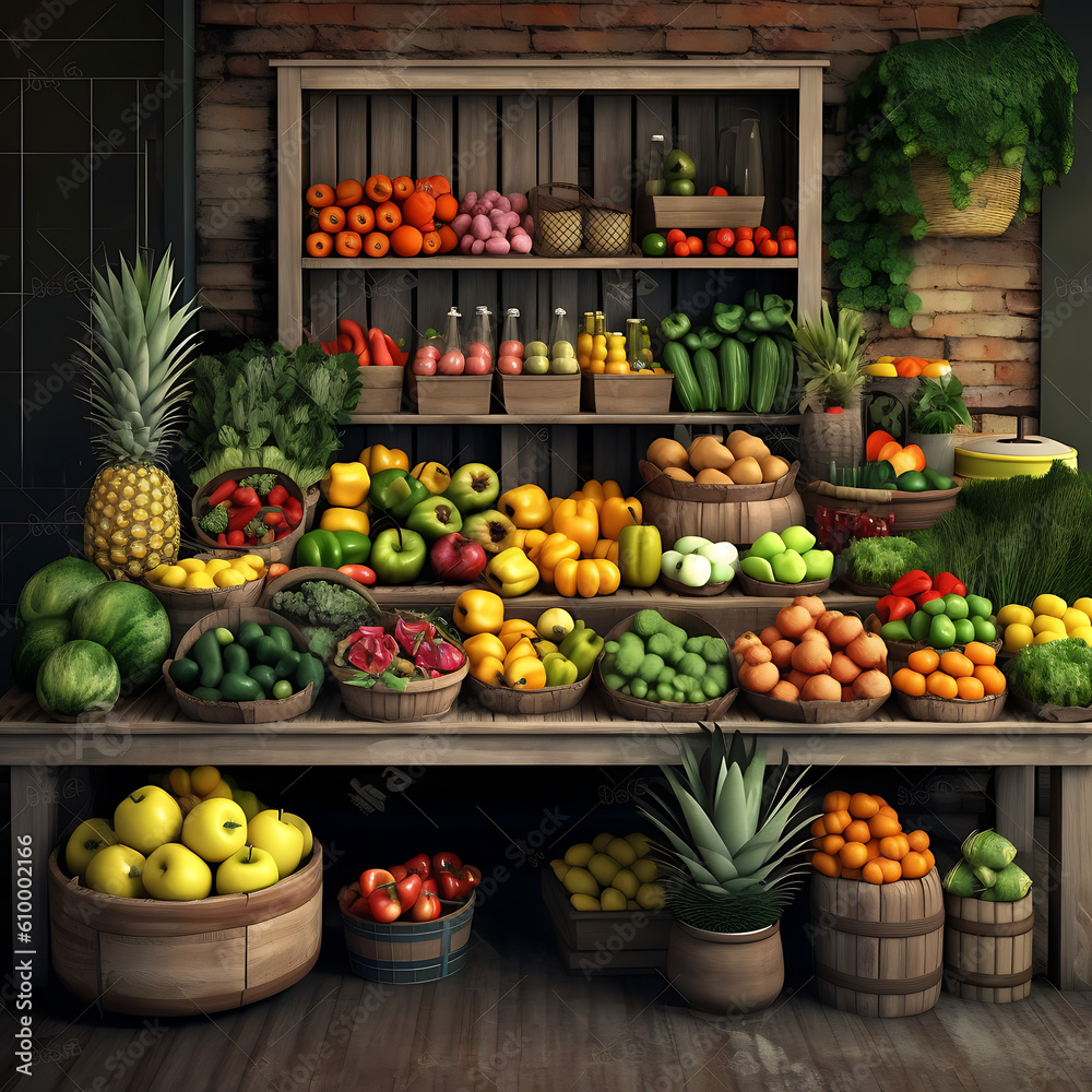 fruit and vegetable market. Generated with AI