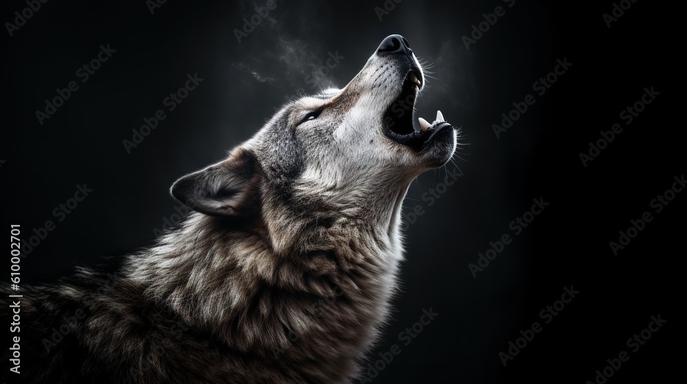 a wolf with its mouth open and it's mouth wide open. generative ai ...