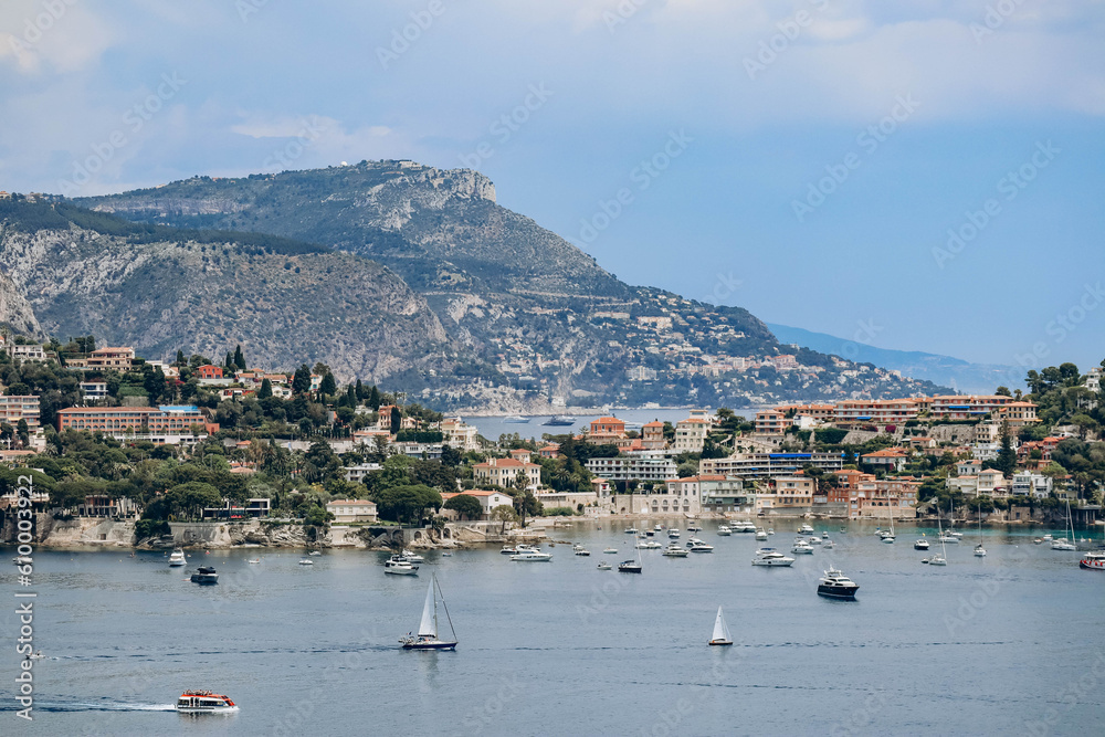View of Villefranche sur Mer and the beginning of the Saint Jean Cap Ferrat peninsula on the French Riviera View of Villefranche sur Mer and the beginning of the Saint Jean Cap Ferrat peninsula on the French Riviera