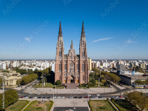 Basilica of Lujan, city of La Plata, Buenos Aires. Drone photography.