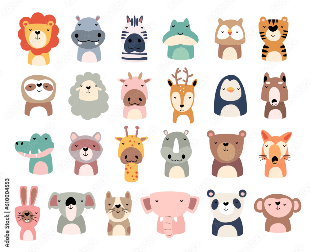 Set of wildlife animals is sleeping . Vector illustration . Set of wildlife animals is sleeping . Vector illustration .