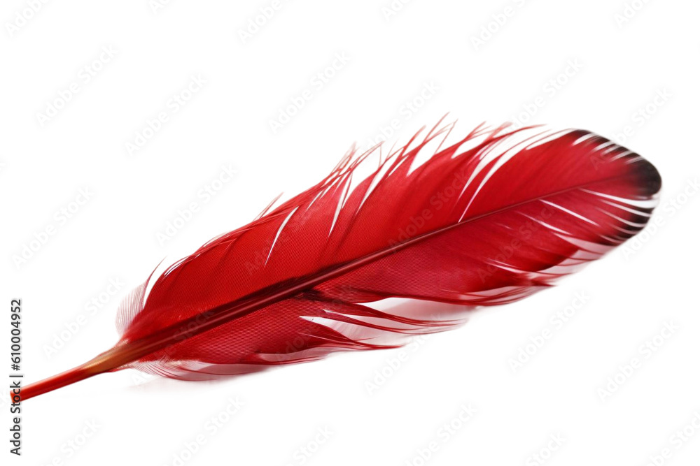 red feather on a white background red feather on a white background