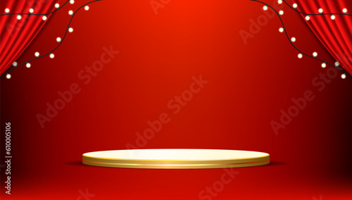 stage with red curtains