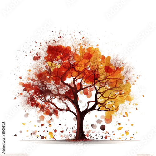 abstract autumn tree on a white background