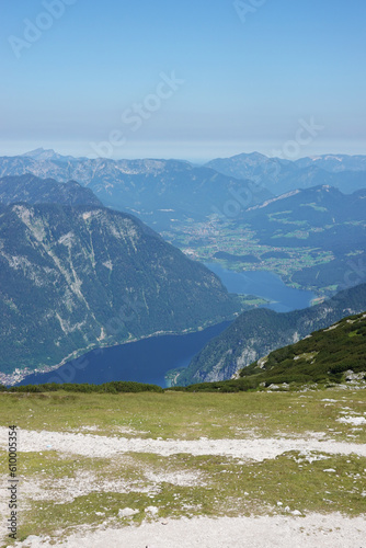 Fototapeta Naklejka Na Ścianę i Meble -  The view of Hallstatt lake from Krippenstein mountain, Hallstatt, Austria