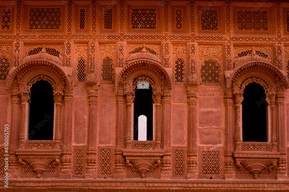Jharokha window, stone window, Mehrangarh fort, Jodhpur, Rajasthan, India