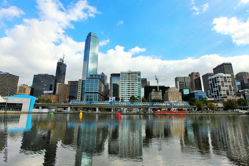 Fototapeta premium Central Business District skyline with Yarra river, Melbourne, Victoria, Australia