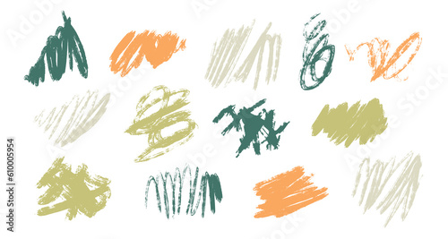 Set of hand drawn organic textured shapes