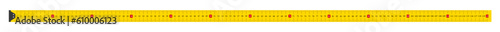 Yellow ruler for measuring length in cm. Long metric tape with scale. Tape measure with a metal ruler for measuring in millimeters, centimeters and meters. Vector illustration. 