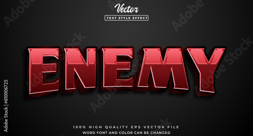 editable text effect enemy with 3d style