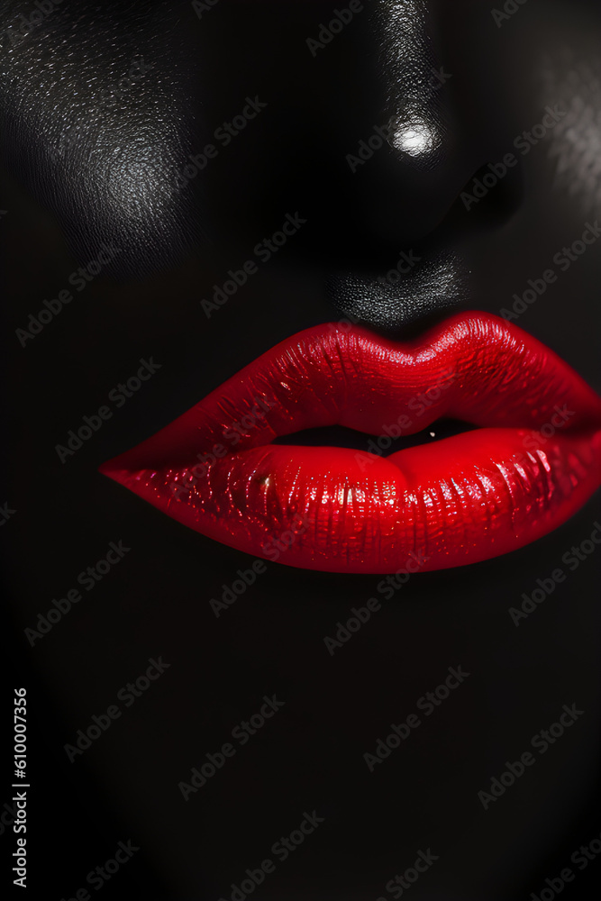 Fototapeta premium Red lips makeup lipstick